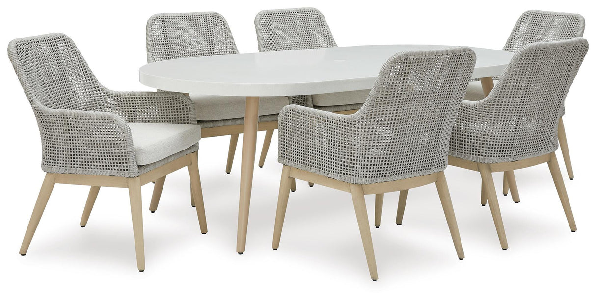 Seton Creek Outdoor Dining Table and 6 Chairs in White from Ashley - Luna Furniture