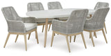 Seton Creek Outdoor Dining Table and 6 Chairs in White from Ashley - Luna Furniture