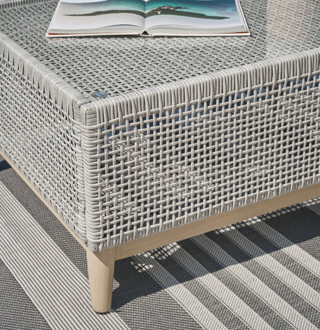 Seton Creek Outdoor Sofa and 2 Chairs with Coffee Table in Gray from Ashley Furniture - Luna Furniture