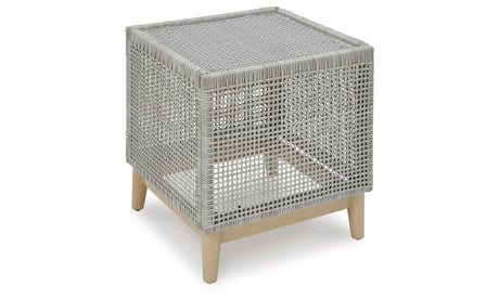 Seton Creek 2 Outdoor Chairs with End Table in Gray from Ashley Furniture - Luna Furniture