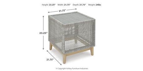 Seton Creek 2 Outdoor Chairs with End Table in Gray from Ashley Furniture - Luna Furniture