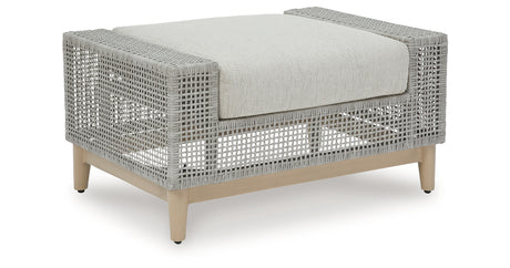 Seton Creek Outdoor Lounge Chair and Ottoman in Gray from Ashley Furniture - Luna Furniture
