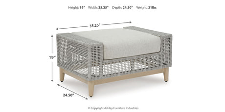 Seton Creek Outdoor Lounge Chair and Ottoman in Gray from Ashley Furniture - Luna Furniture
