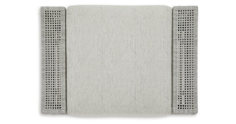 Seton Creek Gray Outdoor Ottoman with Cushion from Ashley Furniture - Luna Furniture