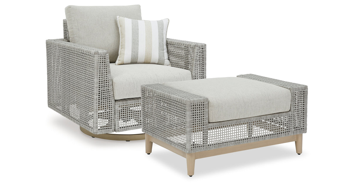 Seton Creek Outdoor Lounge Chair and Ottoman in Gray from Ashley Furniture - Luna Furniture