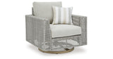 Seton Creek Outdoor Lounge Chair and Ottoman in Gray from Ashley Furniture - Luna Furniture
