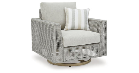 Seton Creek Outdoor Lounge Chair and Ottoman in Gray from Ashley Furniture - Luna Furniture