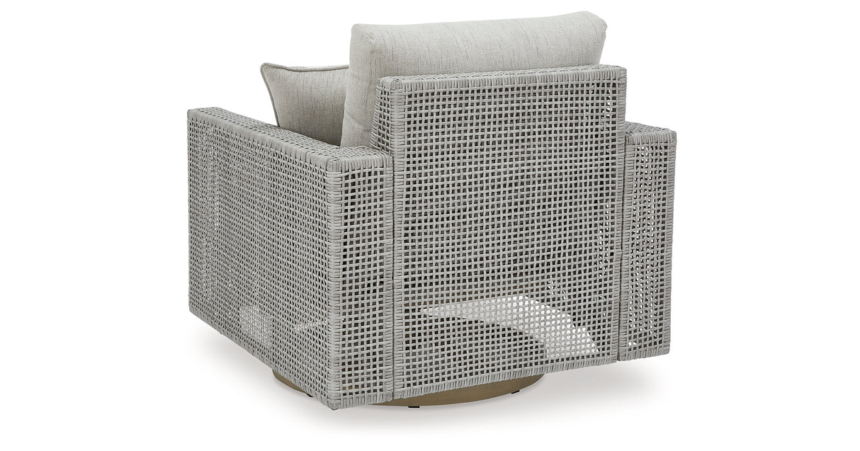 Seton Creek Gray Outdoor Swivel Lounge with Cushion from Ashley Furniture - Luna Furniture