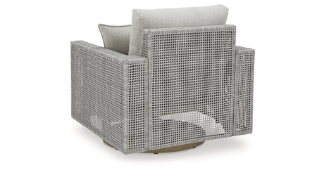 Seton Creek Gray Outdoor Swivel Lounge with Cushion from Ashley Furniture - Luna Furniture