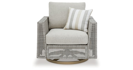 Seton Creek Outdoor Lounge Chair and Ottoman in Gray from Ashley Furniture - Luna Furniture
