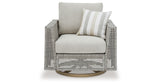 Seton Creek 2 Outdoor Lounge Chairs with End Table in Gray from Ashley Furniture - Luna Furniture