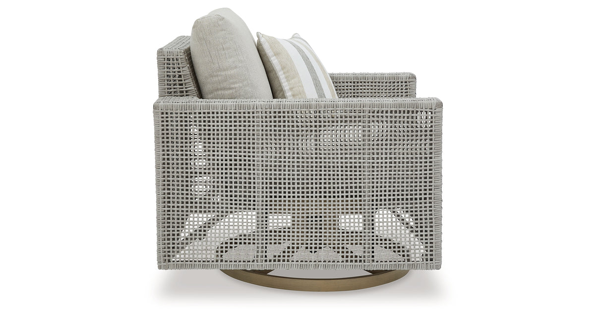 Seton Creek Outdoor Sofa and 2 Chairs with Coffee Table in Gray from Ashley Furniture - Luna Furniture