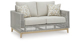 Seton Creek Outdoor Sofa and Loveseat with Coffee Table in Gray from Ashley Furniture - Luna Furniture
