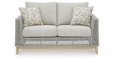 Seton Creek Gray Outdoor Loveseat with Cushion from Ashley Furniture - Luna Furniture