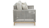 Seton Creek Gray Outdoor Loveseat with Cushion from Ashley Furniture - Luna Furniture