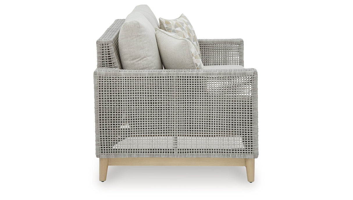 Seton Creek Outdoor Sofa and Loveseat in Gray from Ashley Furniture - Luna Furniture