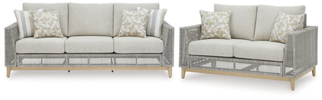 Seton Creek Outdoor Sofa and Loveseat in Gray from Ashley Furniture - Luna Furniture
