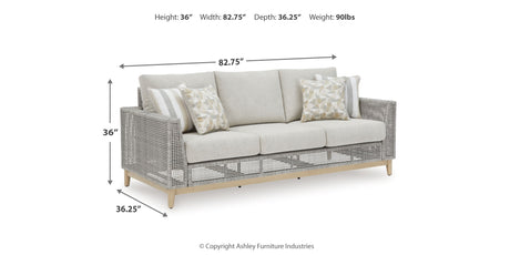 Seton Creek Outdoor Sofa and Loveseat with Coffee Table in Gray from Ashley Furniture - Luna Furniture