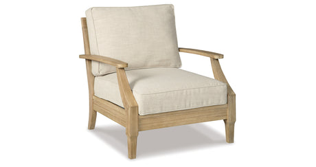 Clare View Outdoor Loveseat and 2 Lounge Chairs with Coffee Table and 2 End Tables in Beige from Ashley - Luna Furniture