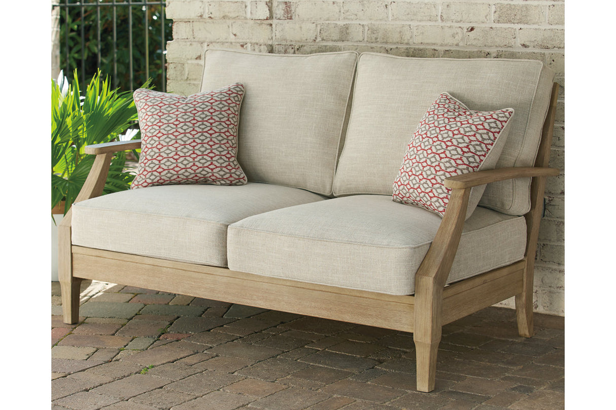 Clare View Beige Outdoor Sofa, Loveseat and Lounge Chair from Ashley - Luna Furniture