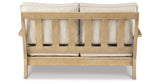 Clare View Outdoor Sofa and Loveseat with Coffee Table in Beige from Ashley Furniture - Luna Furniture
