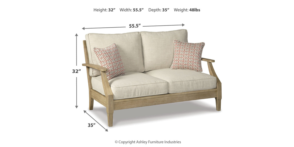 Clare View Beige Outdoor Sofa, Loveseat and Lounge Chair from Ashley Furniture - Luna Furniture