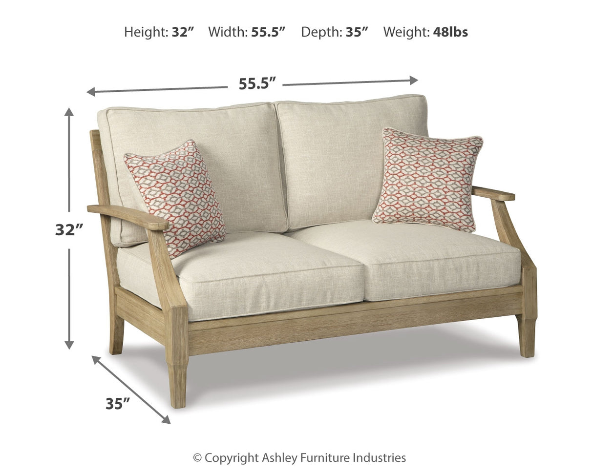 Clare View Beige Outdoor Loveseat and 4 Lounge Chairs from Ashley Furniture - Luna Furniture