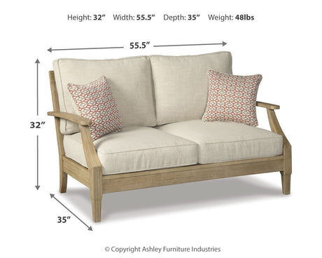 Clare View Beige Outdoor Loveseat and 4 Lounge Chairs from Ashley - Luna Furniture