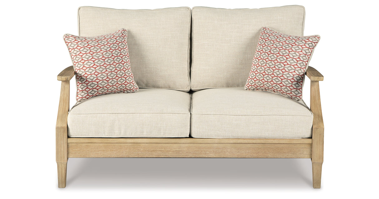 Clare View Beige Outdoor Loveseat and 4 Lounge Chairs from Ashley Furniture - Luna Furniture