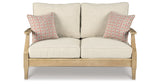 Clare View Beige Outdoor Loveseat and 4 Lounge Chairs from Ashley Furniture - Luna Furniture