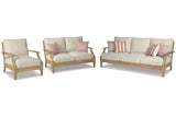 Clare View Beige Outdoor Sofa, Loveseat and Lounge Chair from Ashley - Luna Furniture