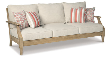 Clare View Beige Outdoor Sofa, Loveseat and Lounge Chair from Ashley - Luna Furniture