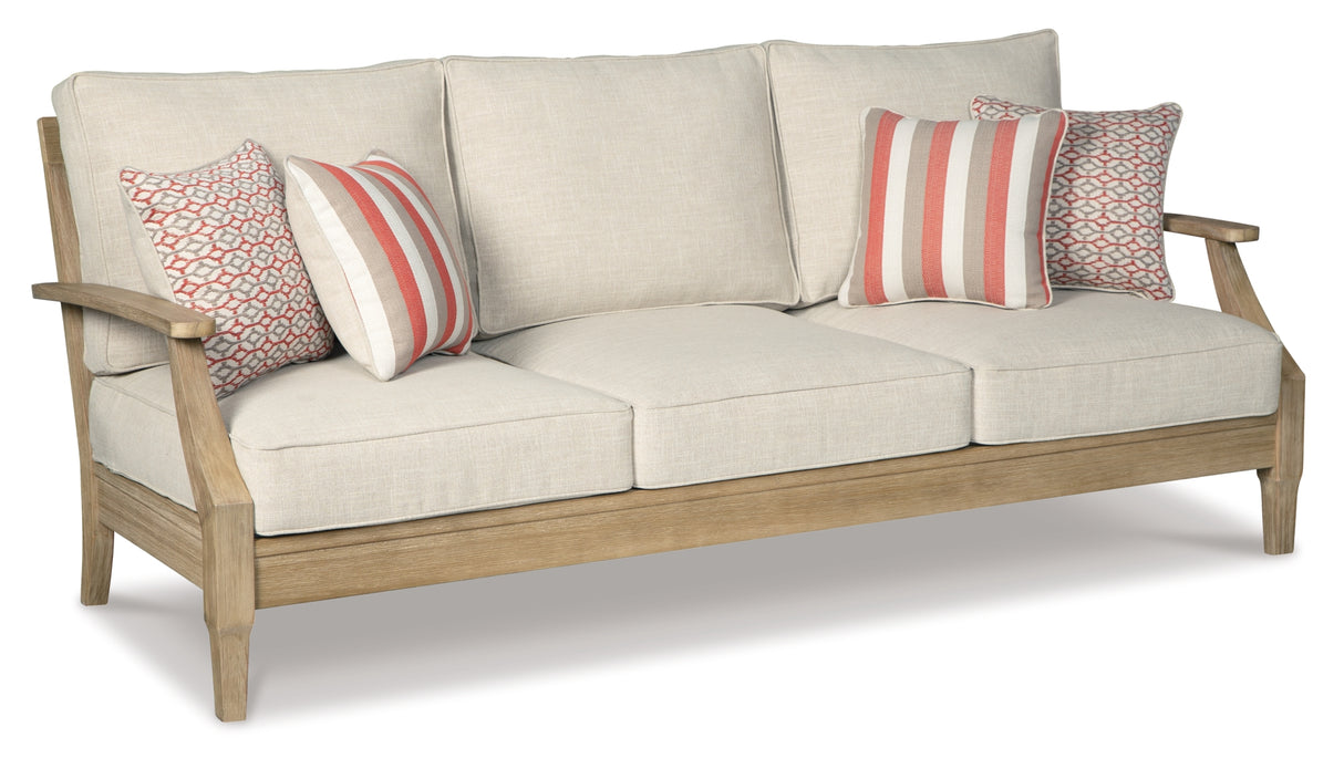 Clare View Outdoor Sofa with Coffee Table in Beige from Ashley Furniture - Luna Furniture