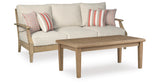 Clare View Outdoor Sofa with Coffee Table in Beige from Ashley Furniture - Luna Furniture