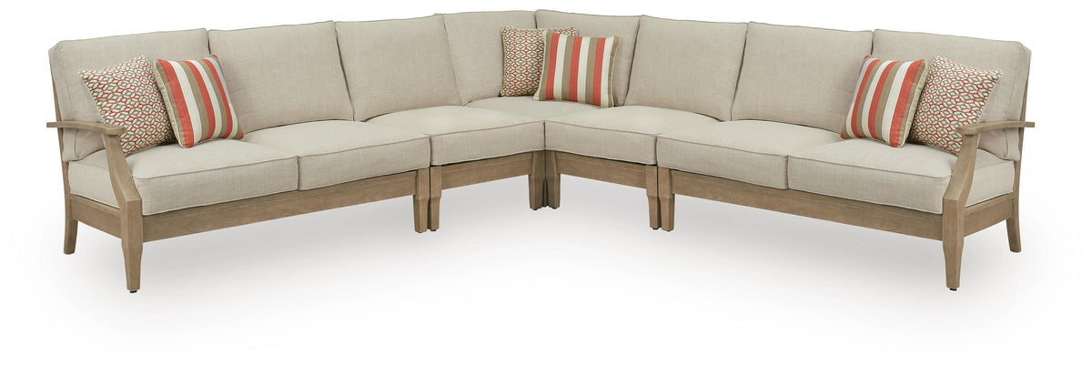 Clare View Beige 5-Piece Outdoor Sectional from Ashley - Luna Furniture