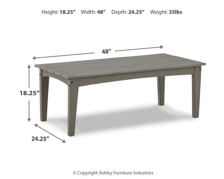Visola Outdoor Sofa and 2 Lounge Chairs with Coffee Table and 2 End Tables in Gray from Ashley Furniture - Luna Furniture
