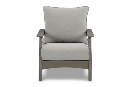 Visola Gray Outdoor Loveseat, 2 Lounge Chairs and Coffee Table from Ashley - Luna Furniture