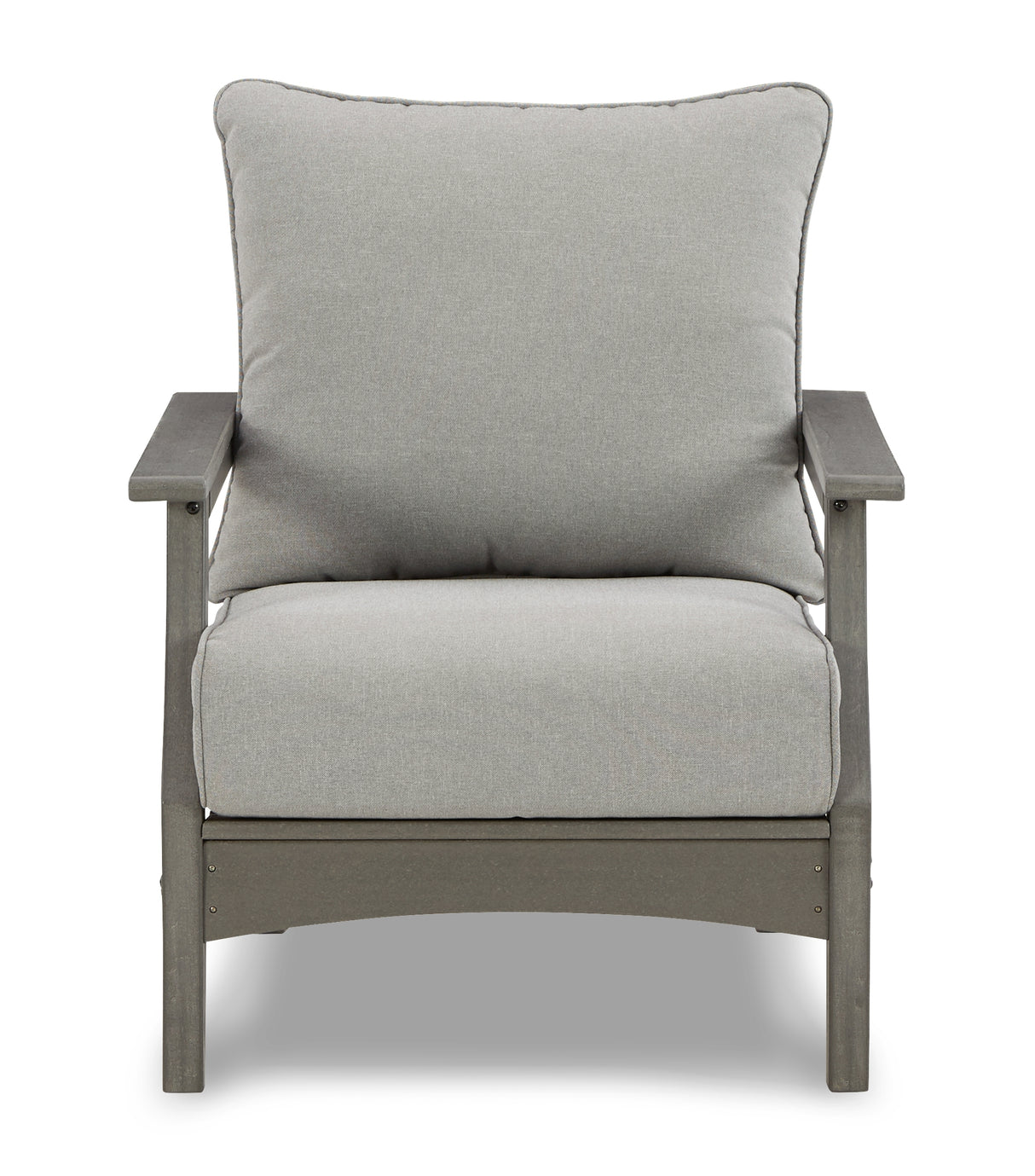 Visola Outdoor Sofa and Loveseat with 2 Lounge Chairs and End Table in Gray from Ashley Furniture - Luna Furniture