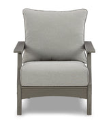 Visola Outdoor Sofa and Loveseat with 2 Lounge Chairs and End Table in Gray from Ashley Furniture - Luna Furniture
