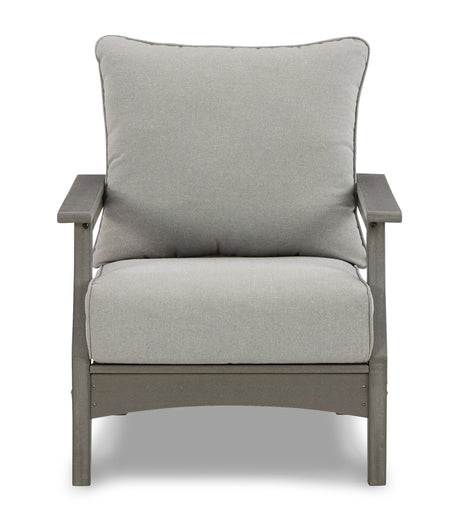 Visola Outdoor Sofa and Loveseat with 2 Lounge Chairs and End Table in Gray from Ashley Furniture - Luna Furniture