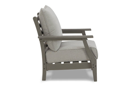 Visola Gray Outdoor Loveseat, 2 Lounge Chairs and Coffee Table from Ashley - Luna Furniture