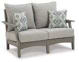 Visola Gray Outdoor Loveseat with Cushion from Ashley - Luna Furniture