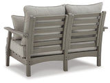 Visola Gray Outdoor Loveseat with Cushion from Ashley - Luna Furniture