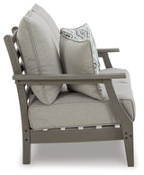 Visola Gray Outdoor Loveseat with Cushion from Ashley - Luna Furniture