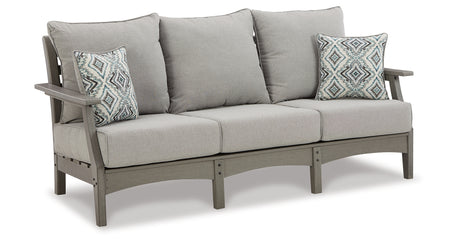 Visola Gray Outdoor Sofa with Cushion from Ashley Furniture - Luna Furniture