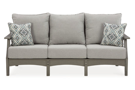 Visola Gray Outdoor Sofa, 2 Lounge Chairs and Coffee Table from Ashley - Luna Furniture