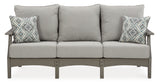 Visola Outdoor Sofa with Coffee Table in Gray from Ashley Furniture - Luna Furniture