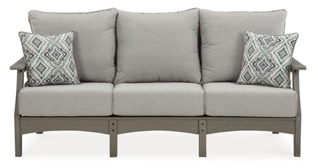 Visola Outdoor Sofa with Coffee Table in Gray from Ashley Furniture - Luna Furniture