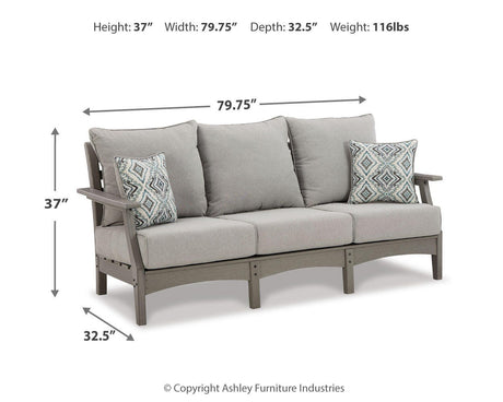 Visola Outdoor Sofa with 2 Lounge Chairs in Gray from Ashley Furniture - Luna Furniture