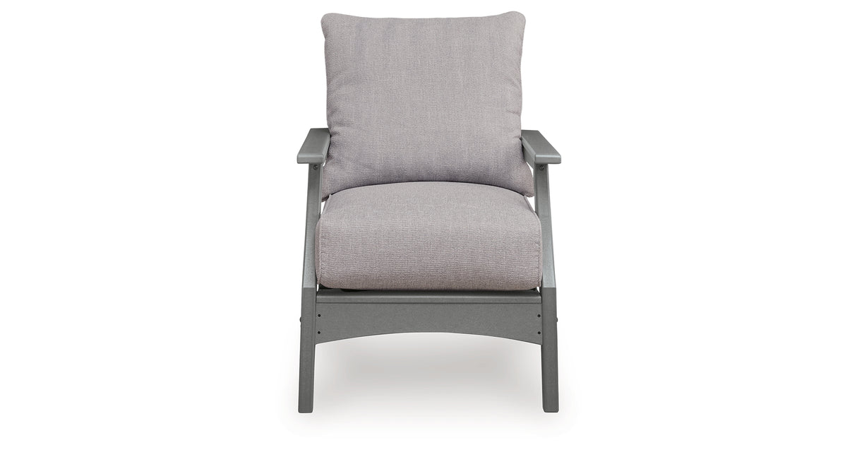 Cove Beach Gray Outdoor Lounge Chair with Cushion from Ashley Furniture - Luna Furniture